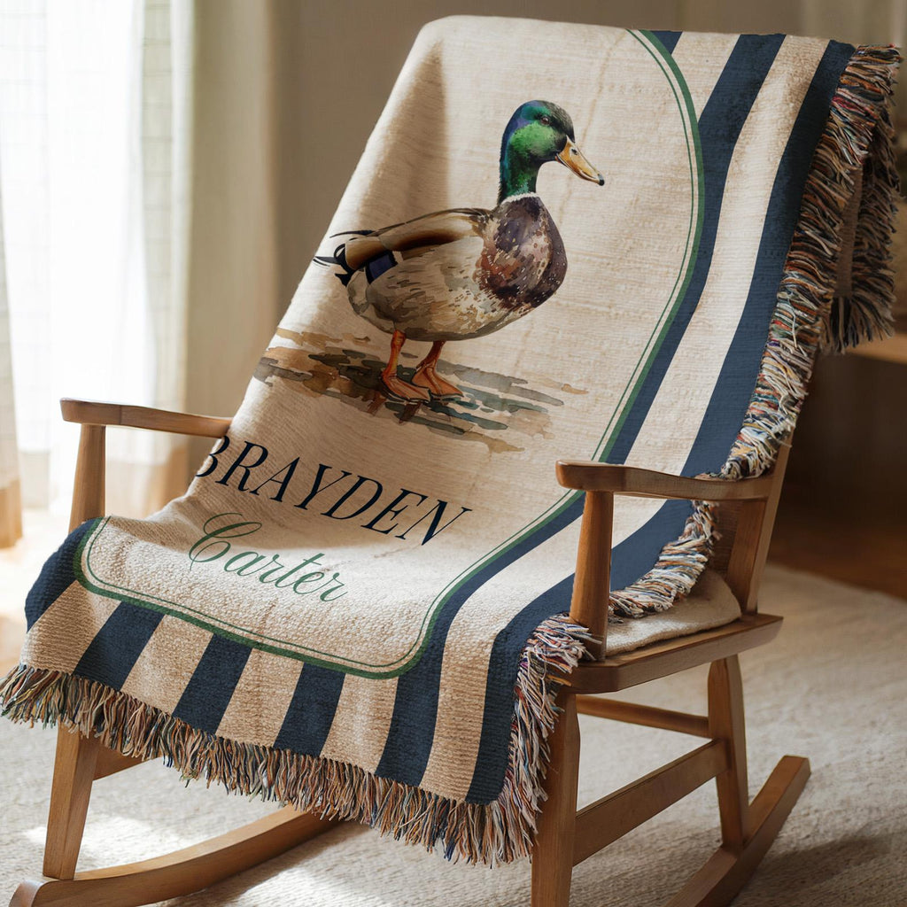 Personalized Preppy Mallard Duck Baby Blanket