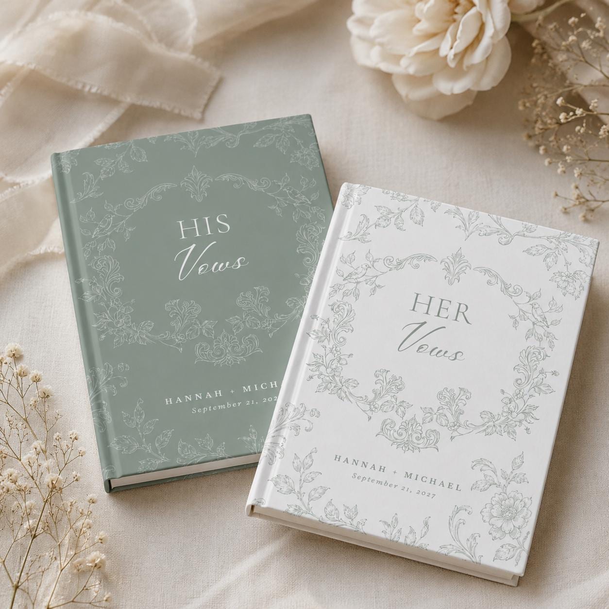Personalized Toile Wedding Vow Book