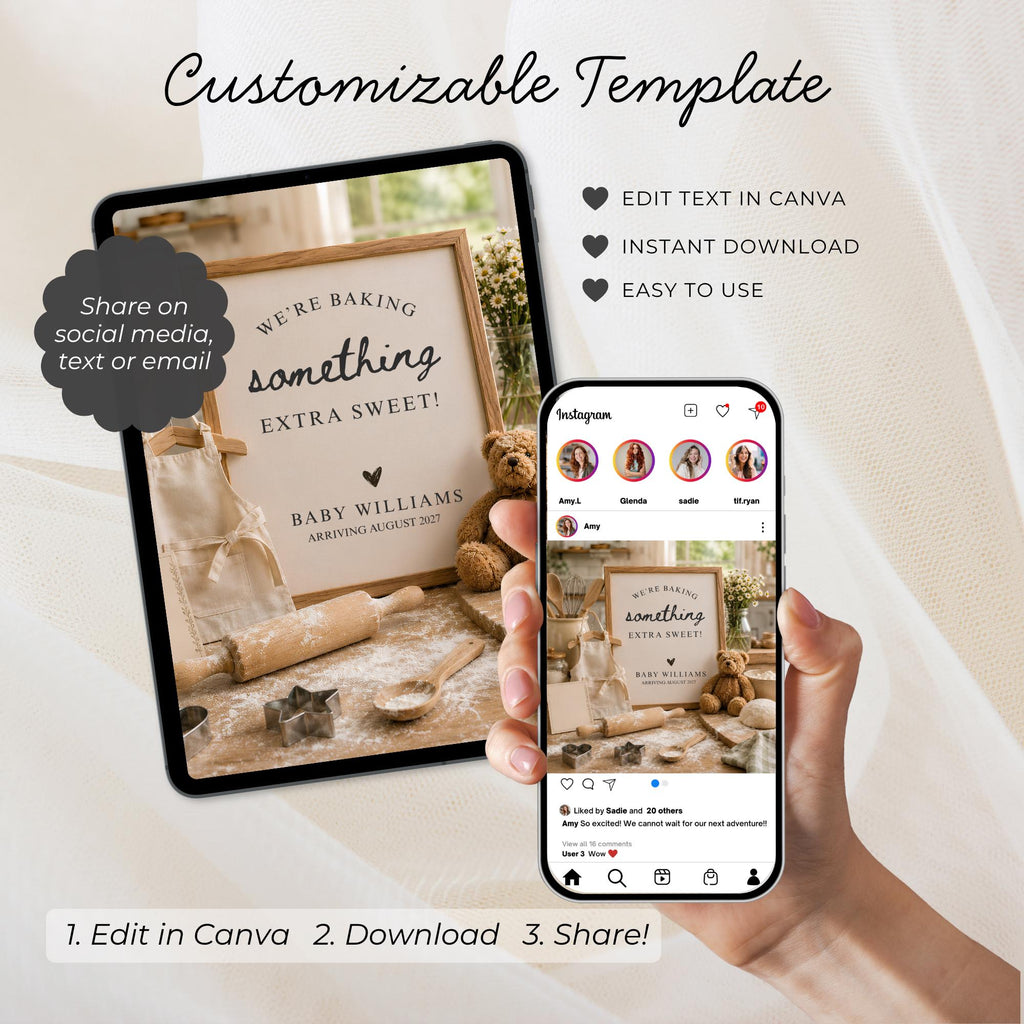 Digital Baker Pregnancy Announcment Template