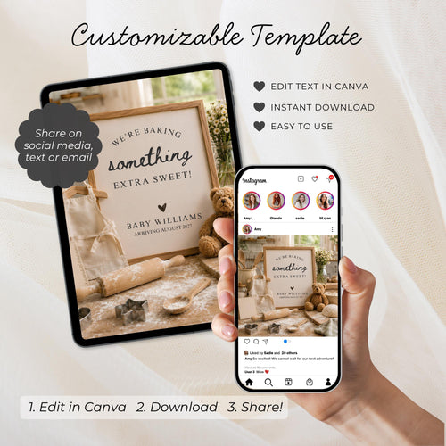 Digital Baker Pregnancy Announcment Template