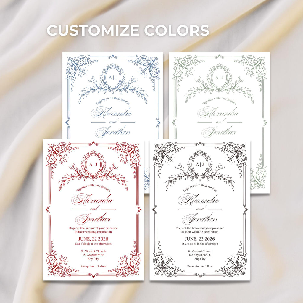 Grandmillennial Wedding Invitation Bundle