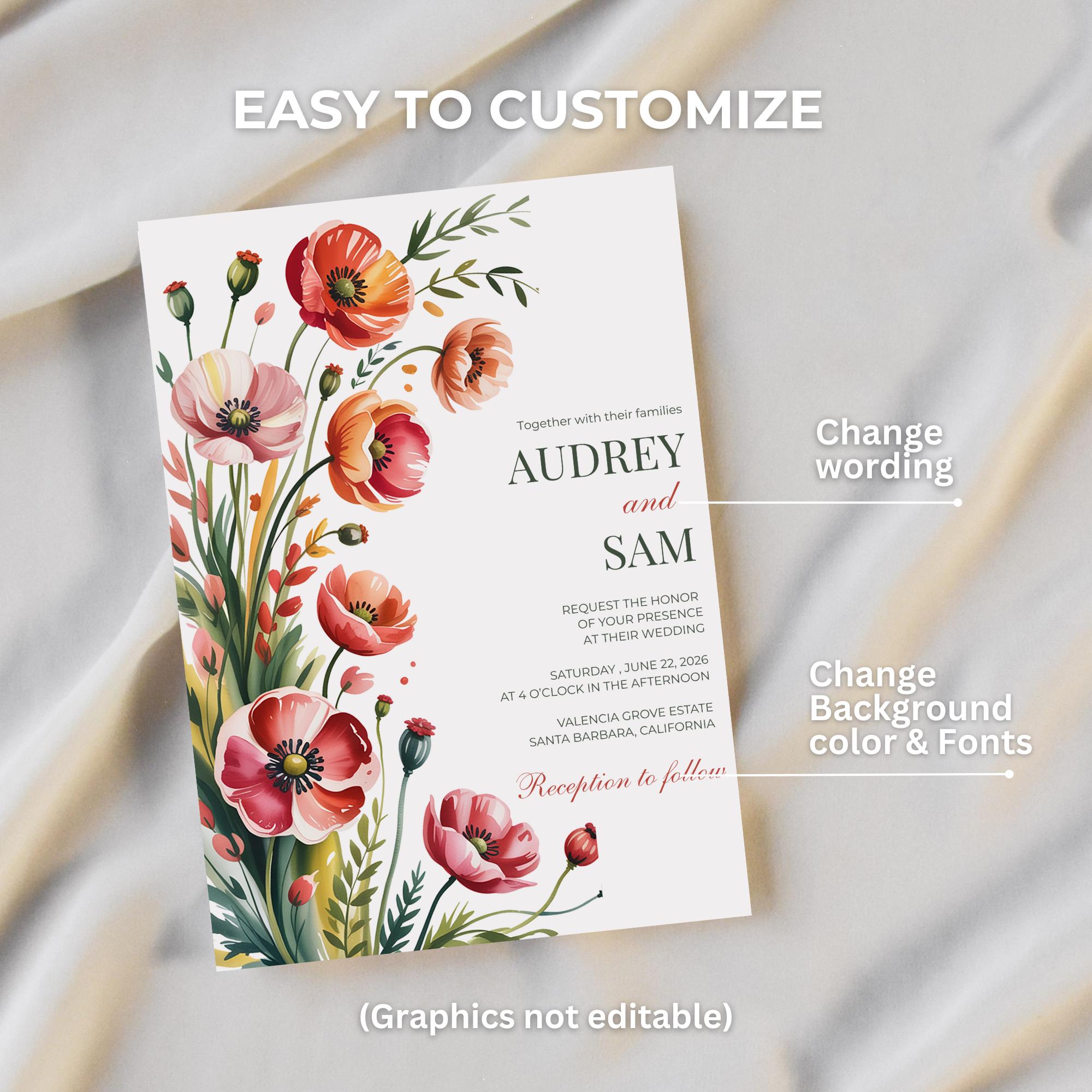 Poppy Wedding Invitation Set