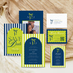 Navy Lime Wedding Invitation Templates