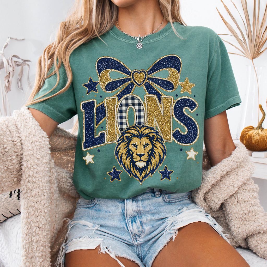 Coquette Faux Glitter Lions Mascot Shirt