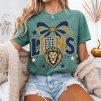 Coquette Faux Glitter Lions Mascot Shirt