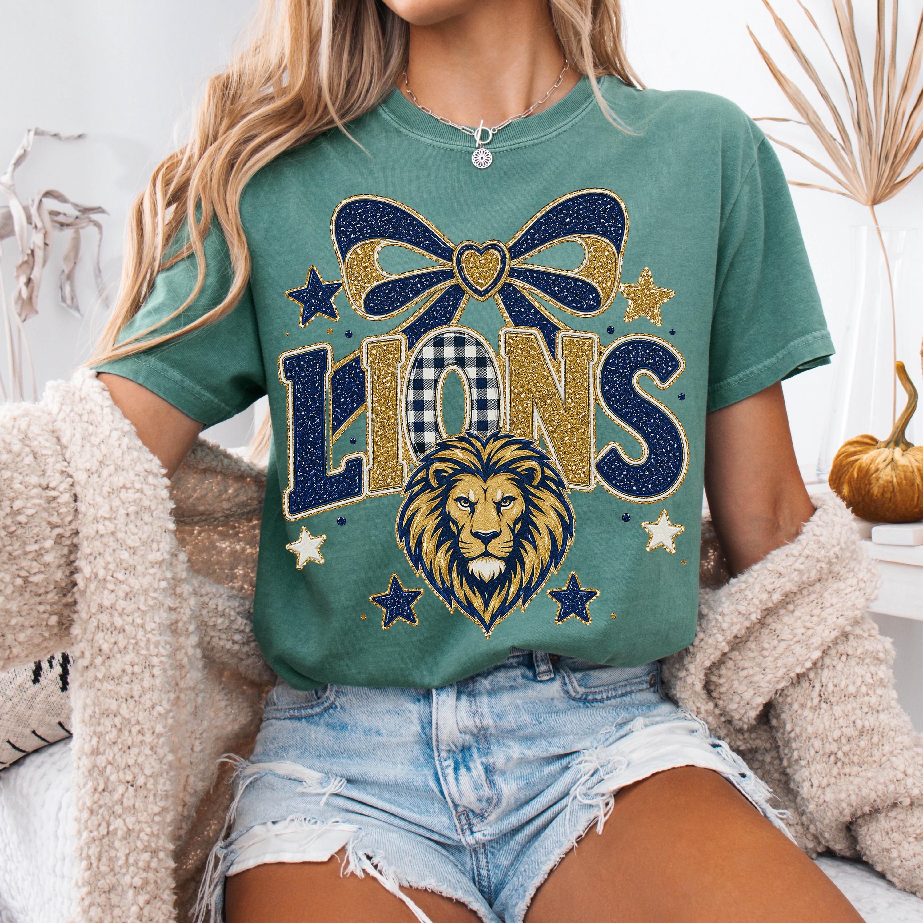 Coquette Faux Glitter Lions Mascot Shirt