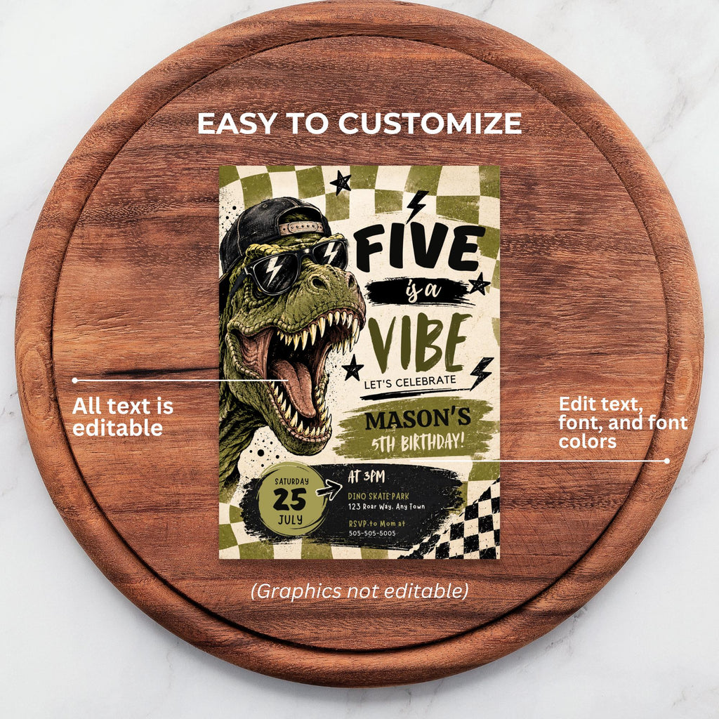 Five is a Vibe Dinosaur Birthday Bundle