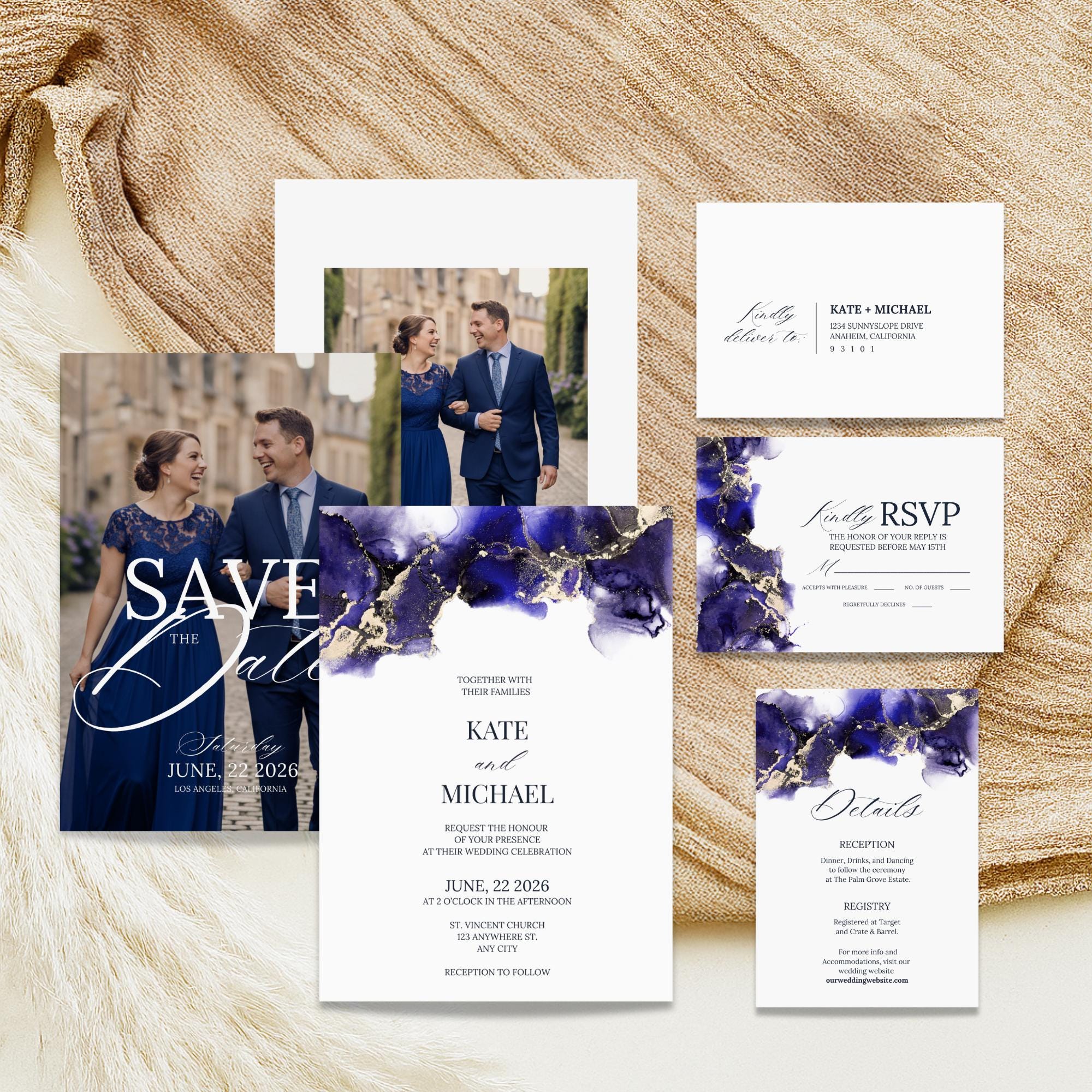 Navy Wedding Invitation Suite