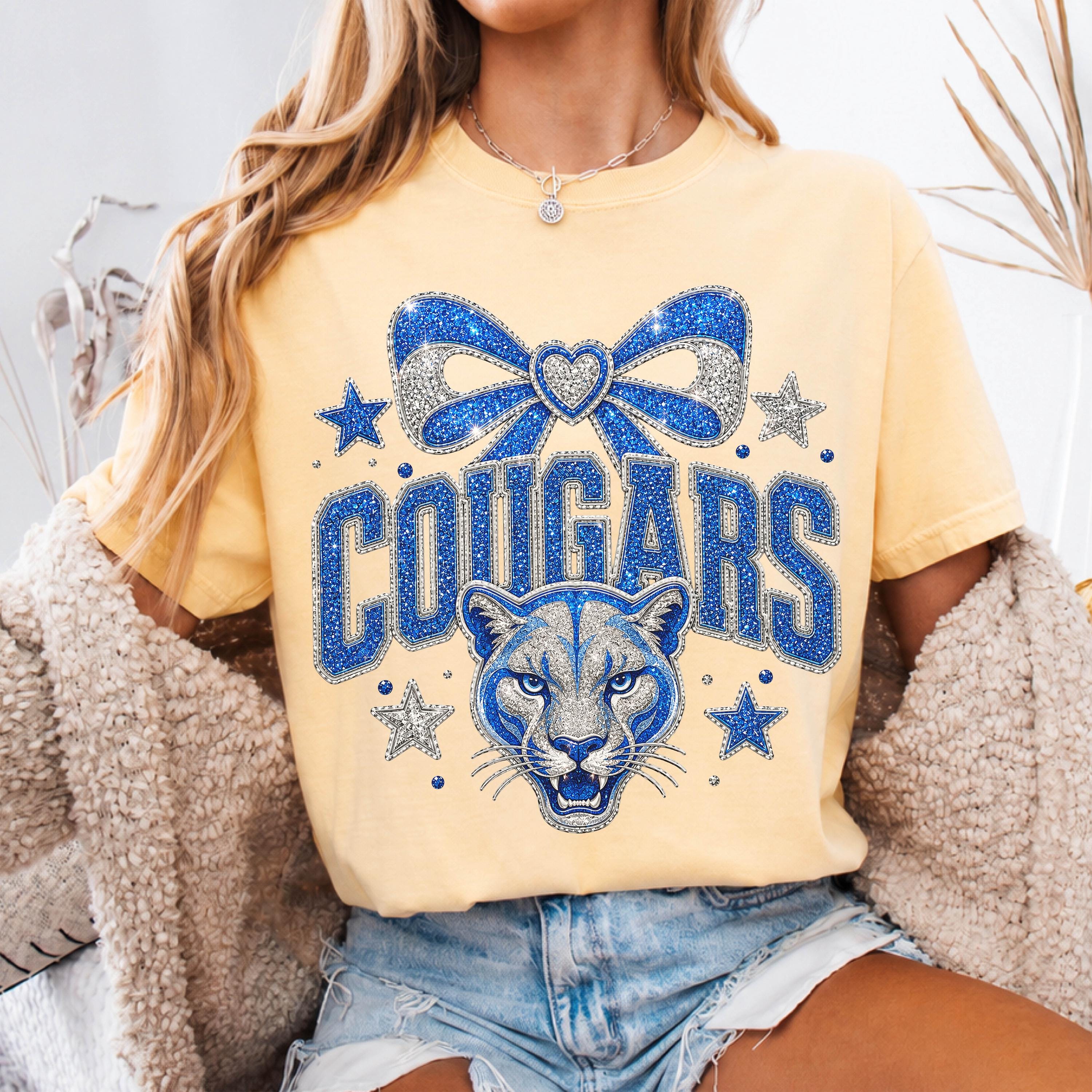 Faux Glitter Cougars Mascot Shirt