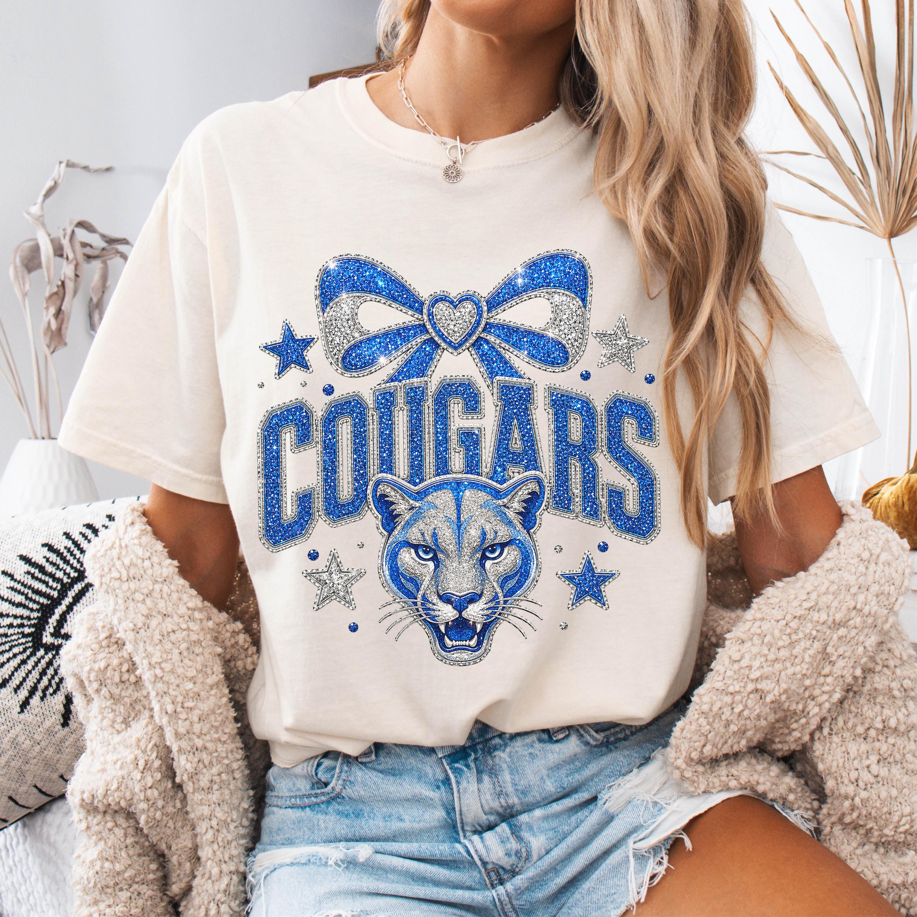 Faux Glitter Cougars Mascot Shirt