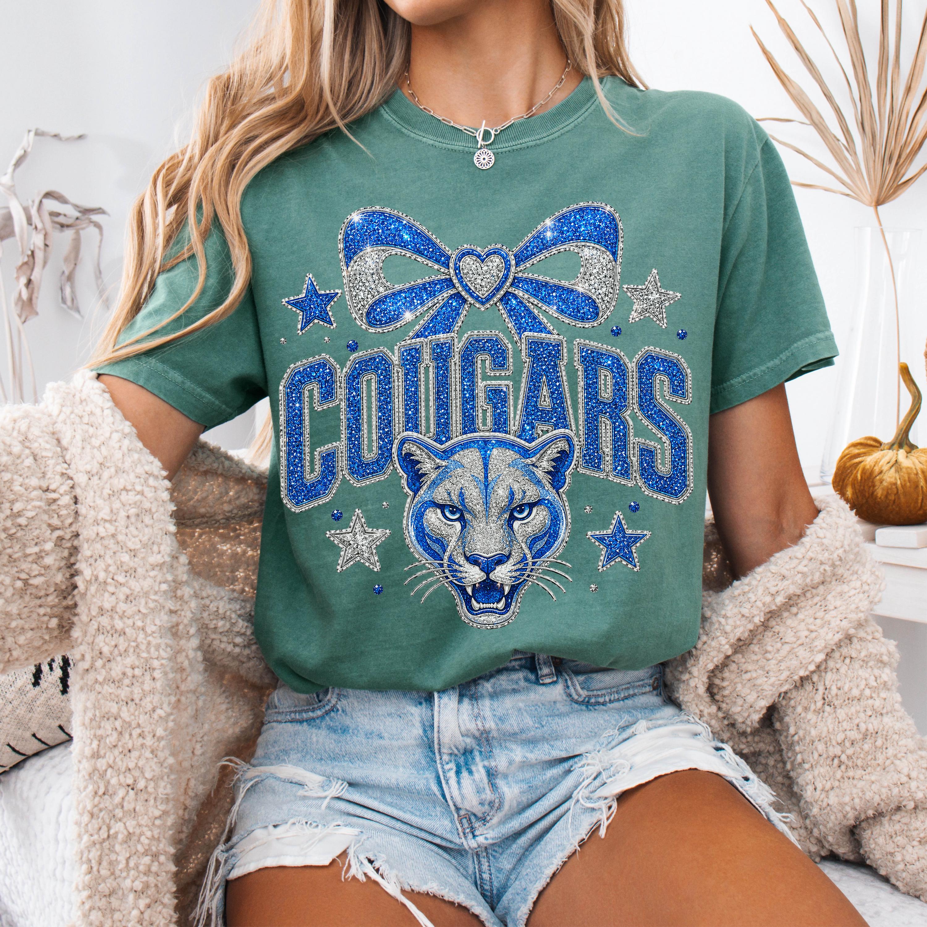Faux Glitter Cougars Mascot Shirt