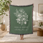 God Is Good All The Time Woven Blanket Faith Gift for Women Mom Grandma Scripture Throw Inspirational Christian Decor Gift
