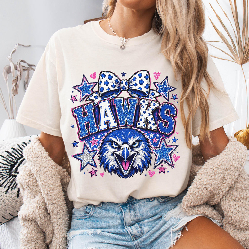 Coquette Glitter Hawks Mascot Shirt