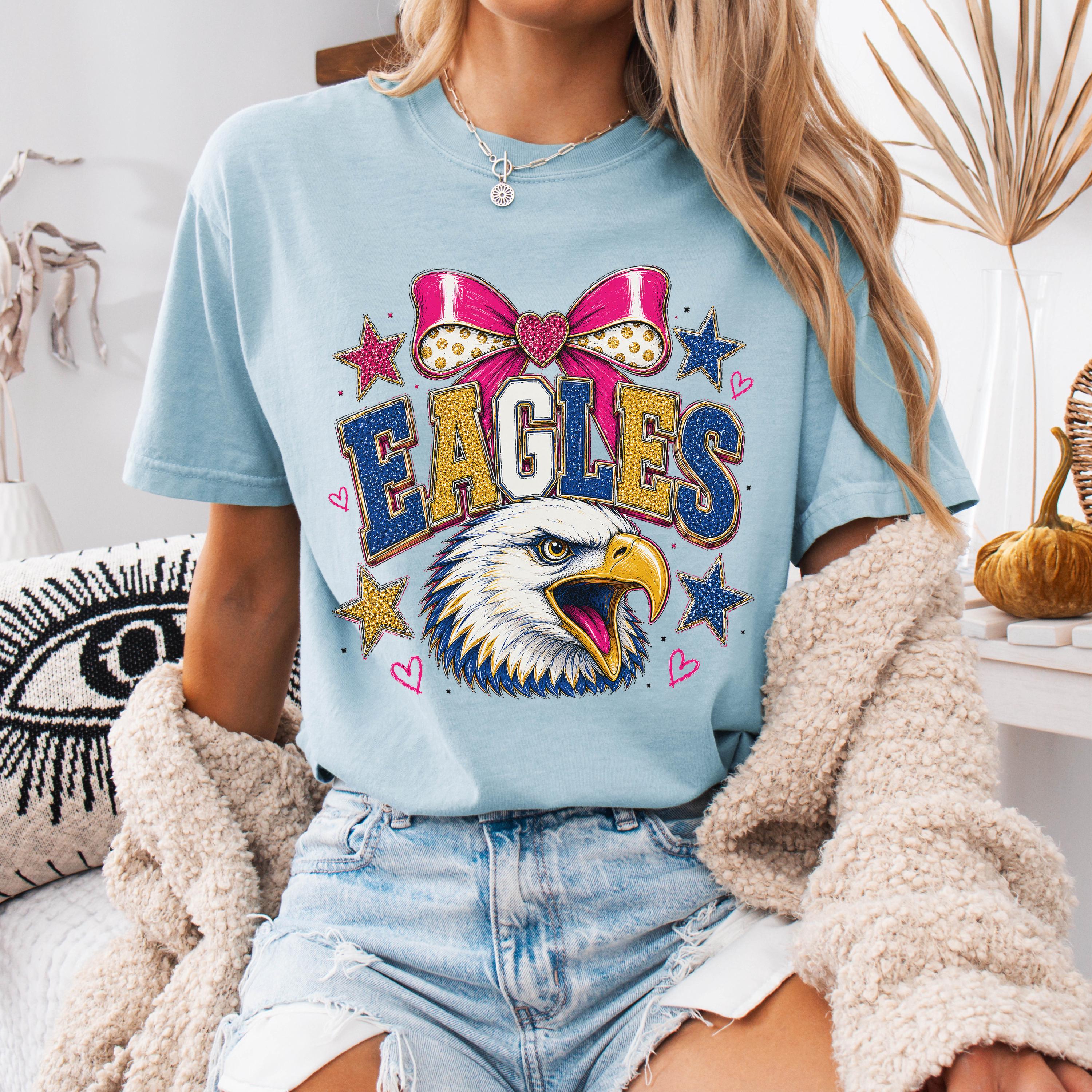 Coquette Glitter Eagles Mascot Shirt