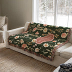 Personalized Moss Green Floral Blanket