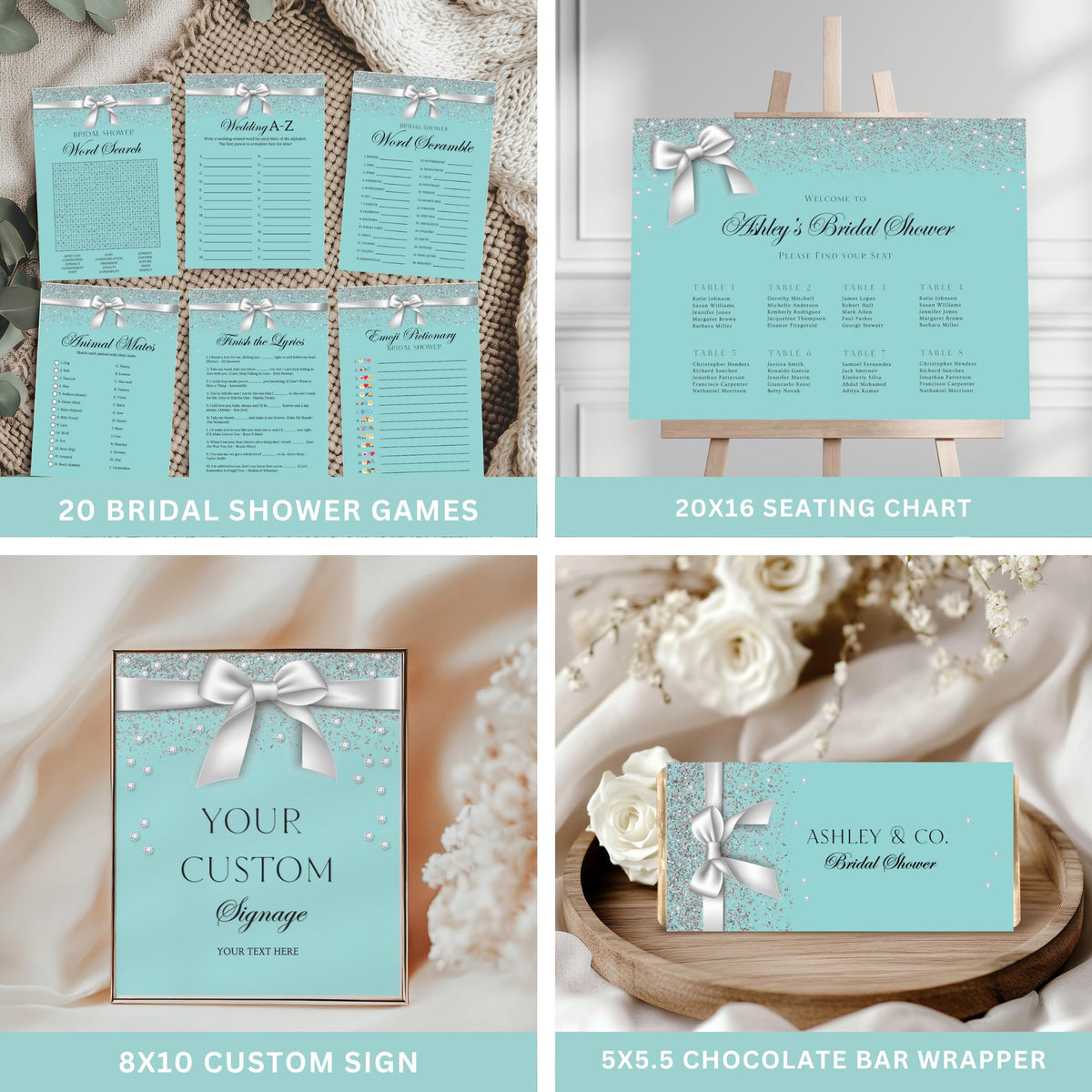 Aqua Blue Bridal Shower Bundle