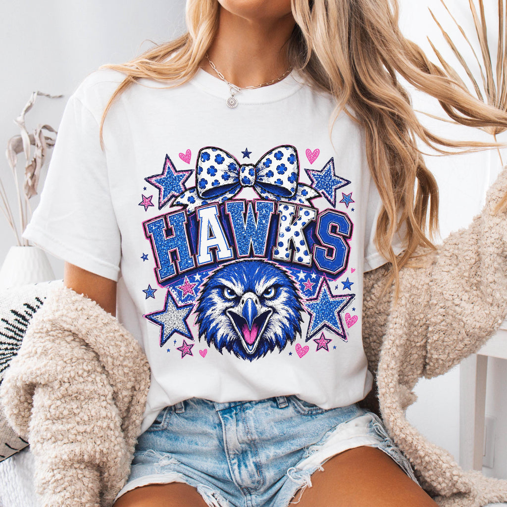 Coquette Glitter Hawks Mascot Shirt