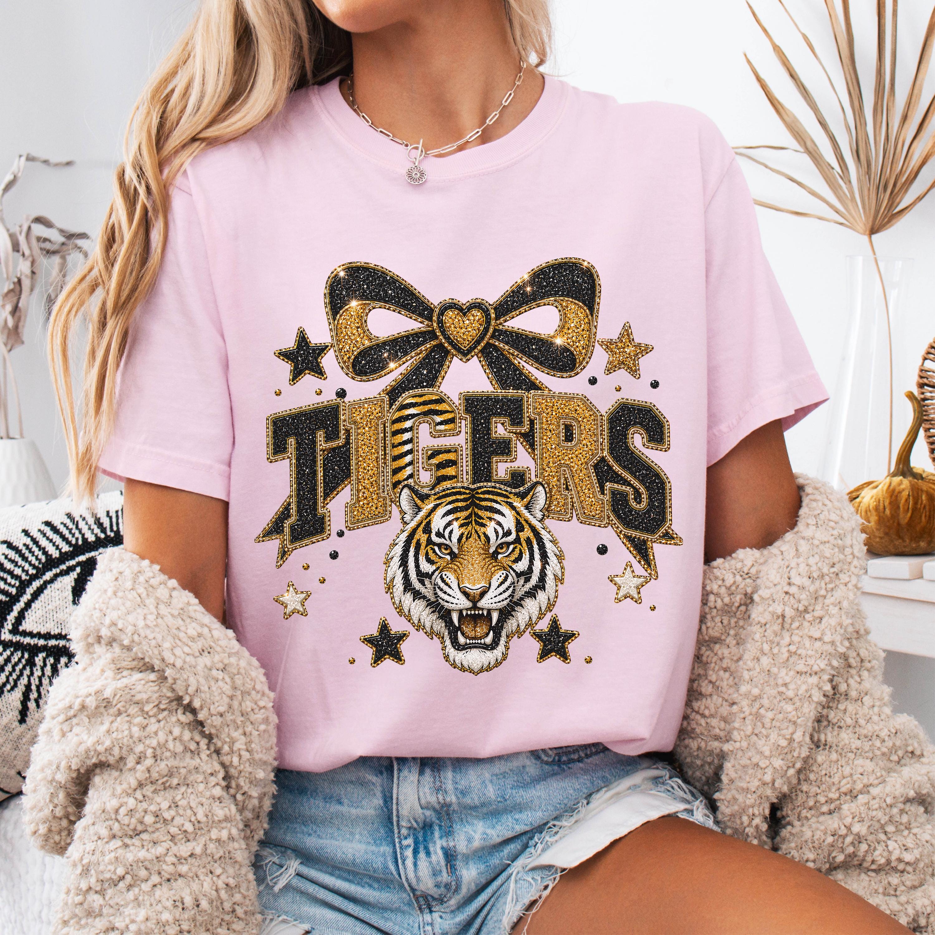 Faux Glitter Tigers Mascot Shirt