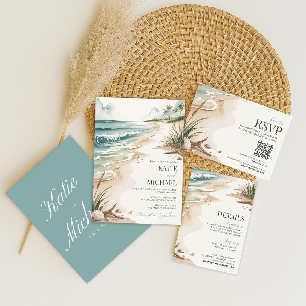 Beach Wedding Invitation Template