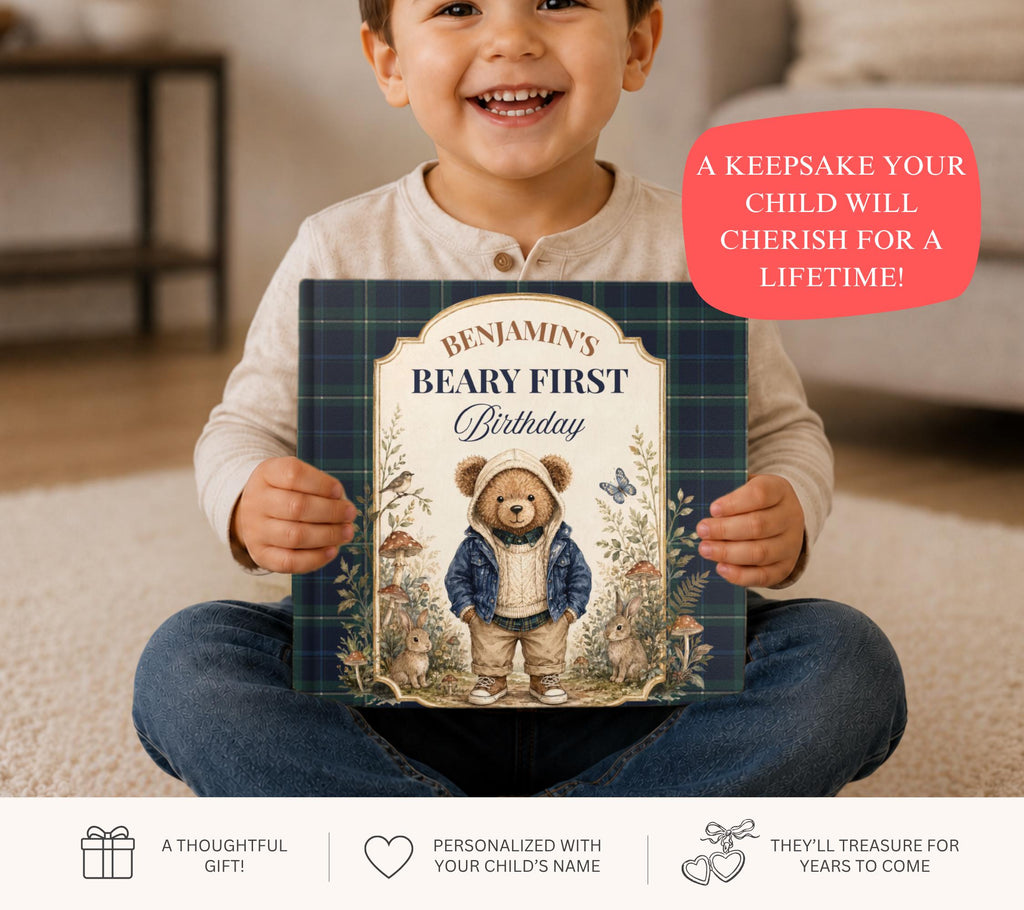 Personalized Beary First Birthday Book