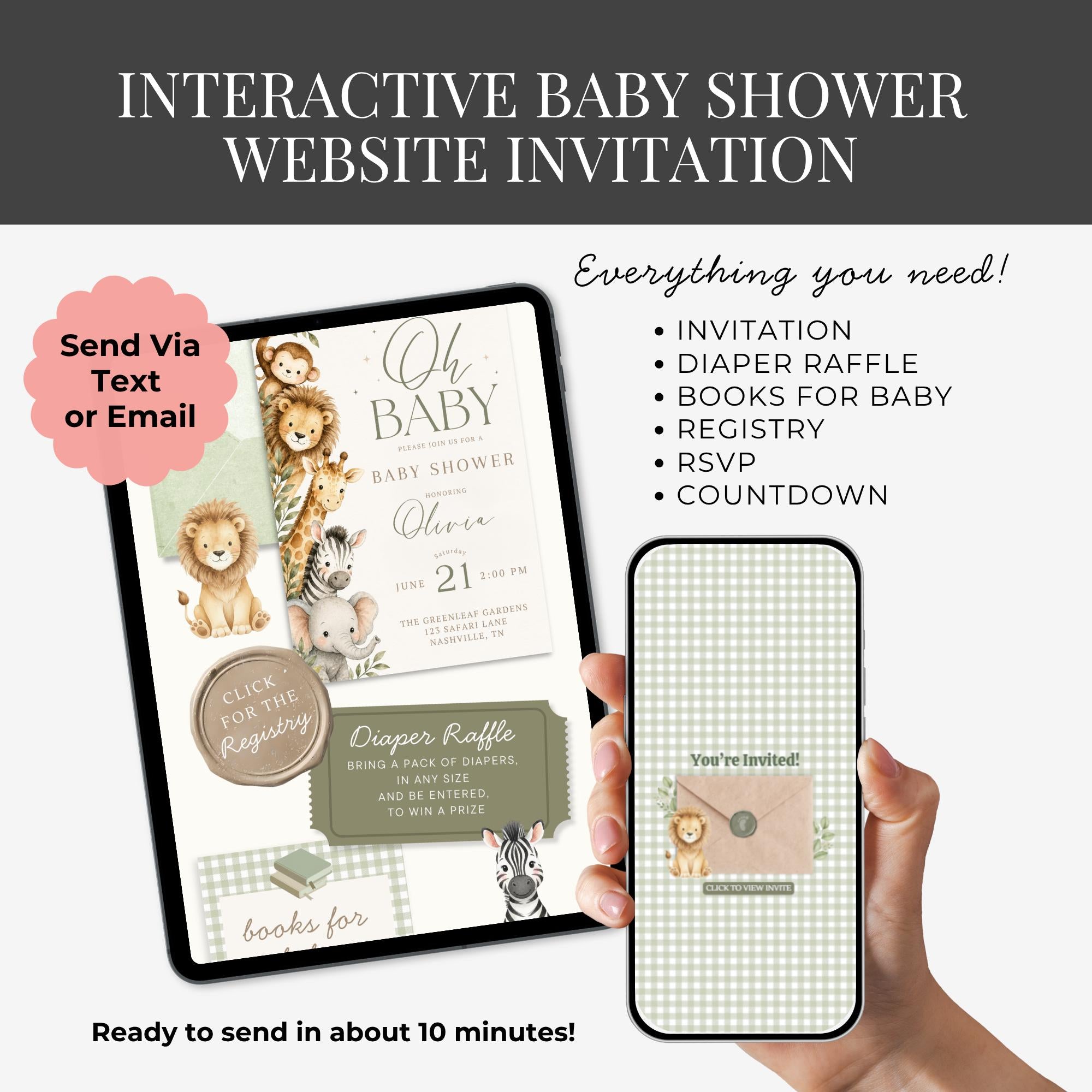 Safari Baby Shower Website Invitation