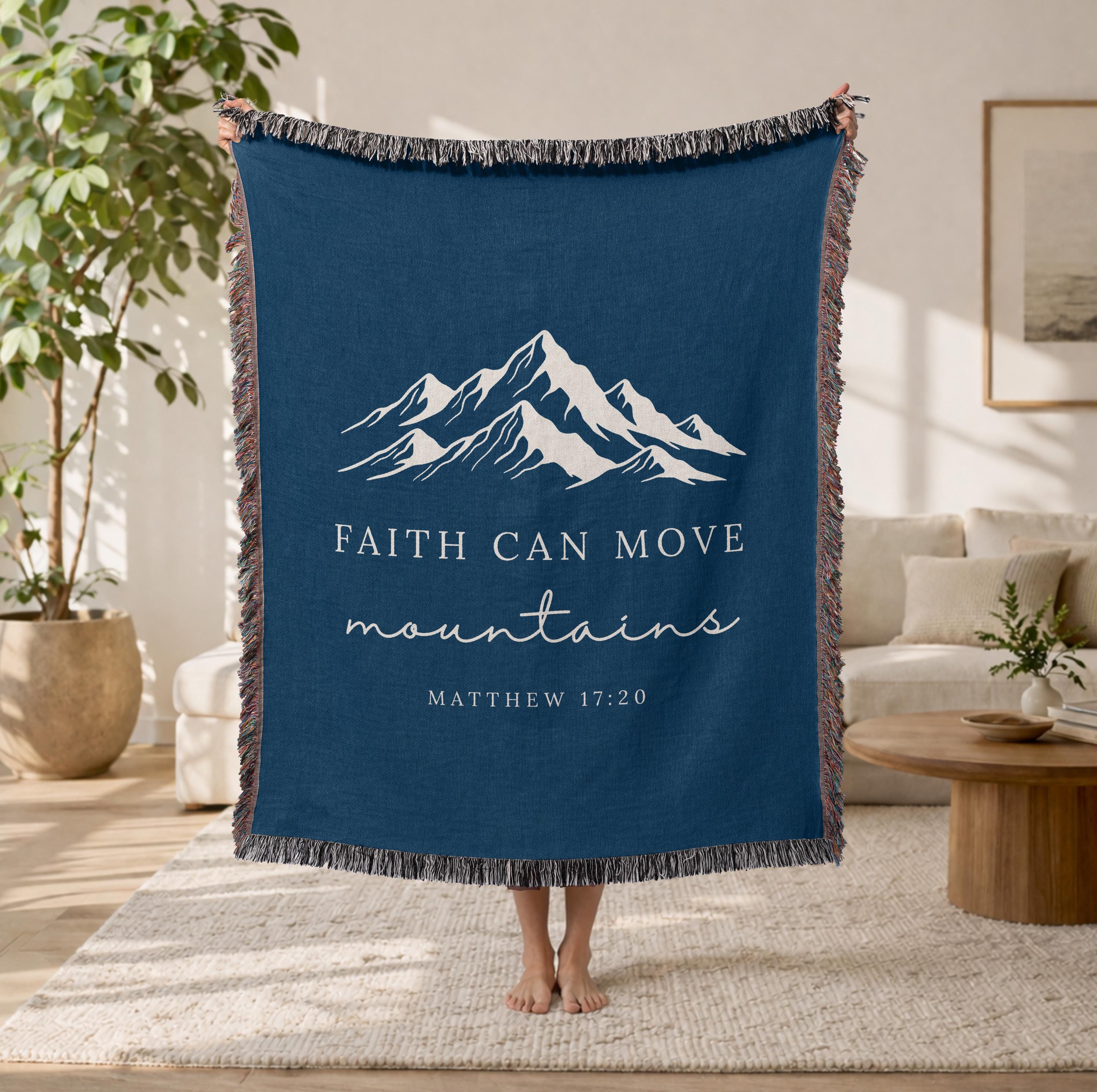 Faith Can Move Mountains Woven Blanket