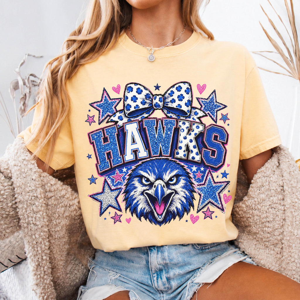 Coquette Glitter Hawks Mascot Shirt