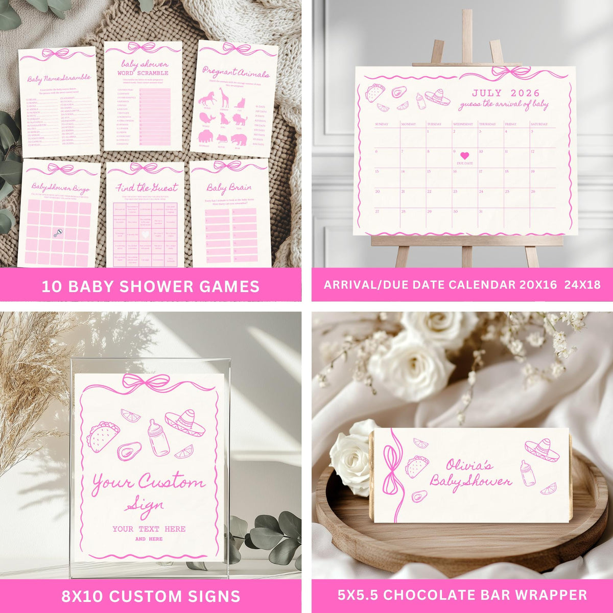 Pink Taco Baby Shower Bundle
