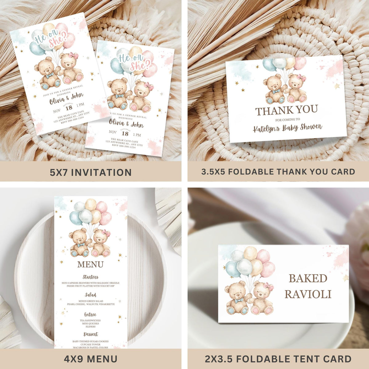 Teddy Bear Gender Reveal Party Kit Bundle