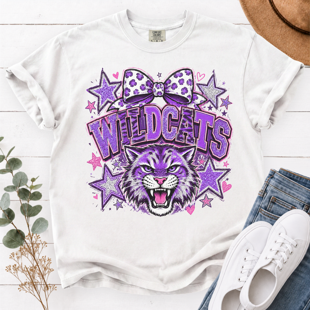 Purple Wildcats Coquette Mascot Shirt