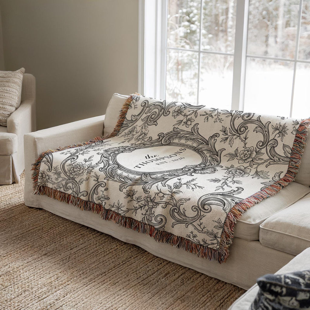 Personalized Toile Monogram Blanket