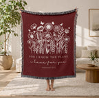 Woven Blanket Christian Gift for Women Jeremiah 29:11 Faith Inspirational Throw Blanket Scripture Gift Sympathy Healing Gift Floral Blanket