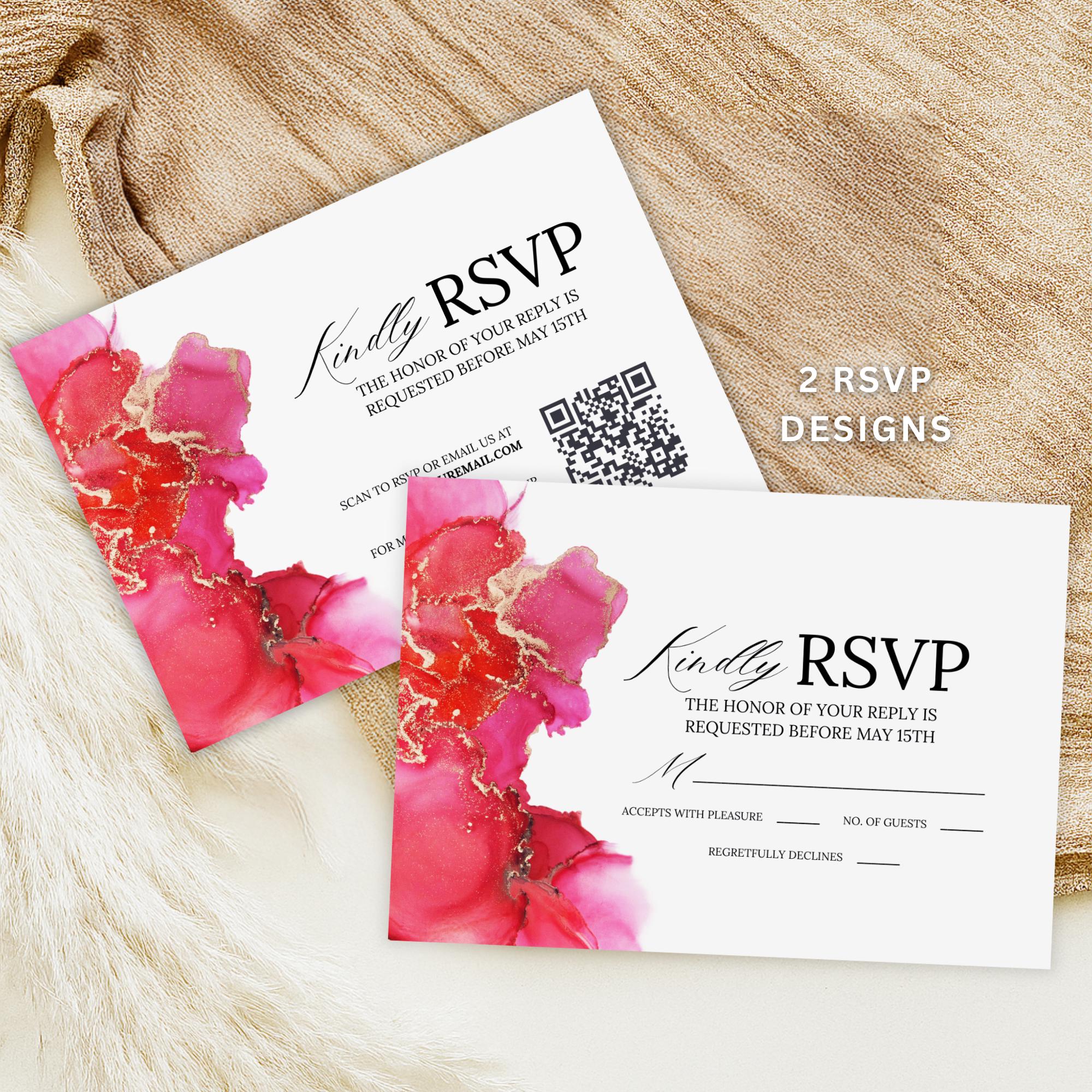 Magenta Wedding Invitation Suite