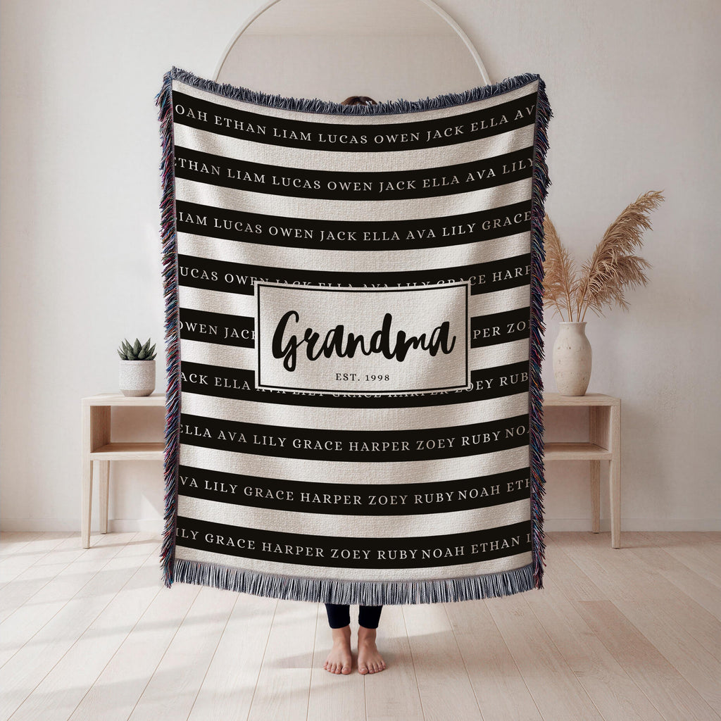 Personalized Grandma Blanket with Grandkids Names