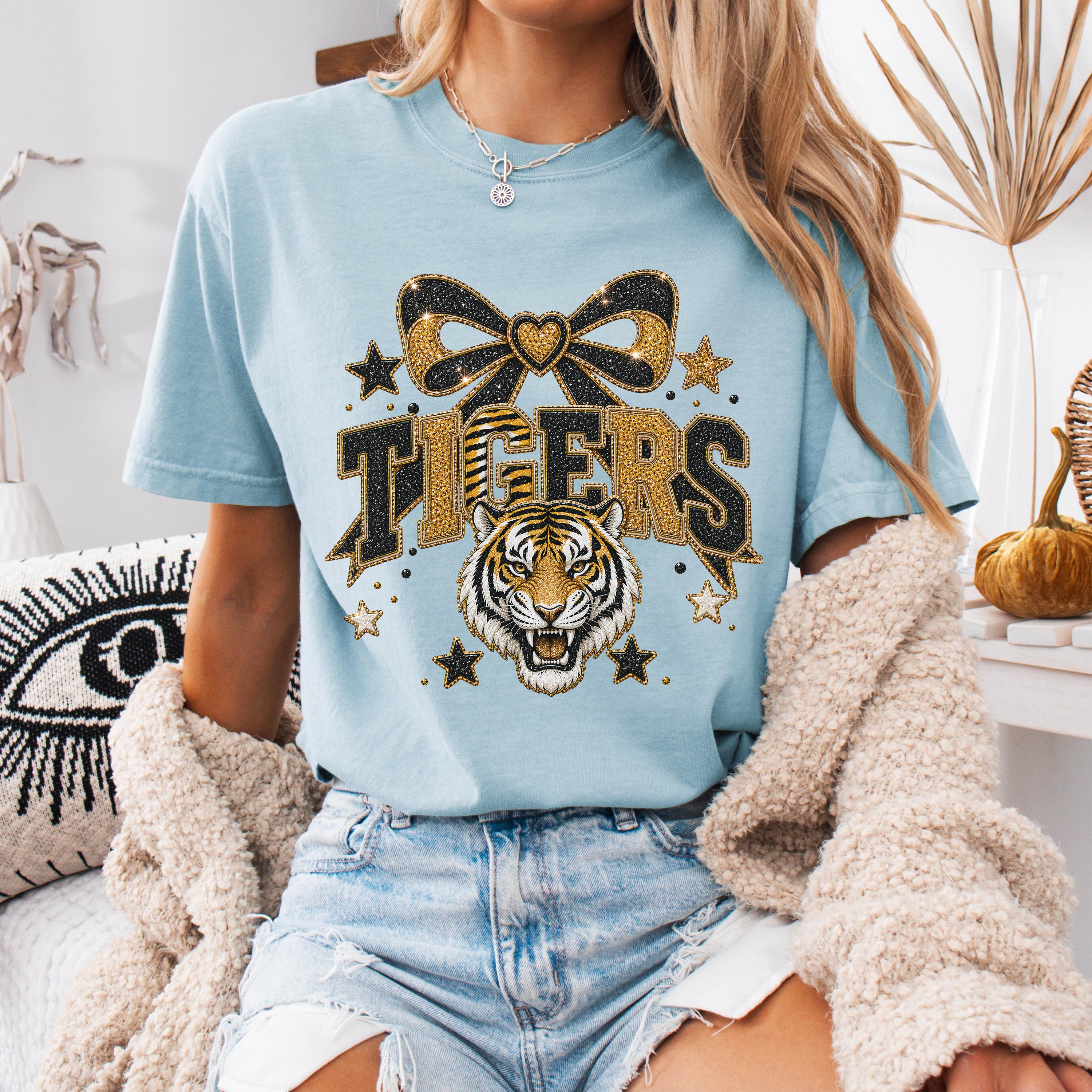 Faux Glitter Tigers Mascot Shirt