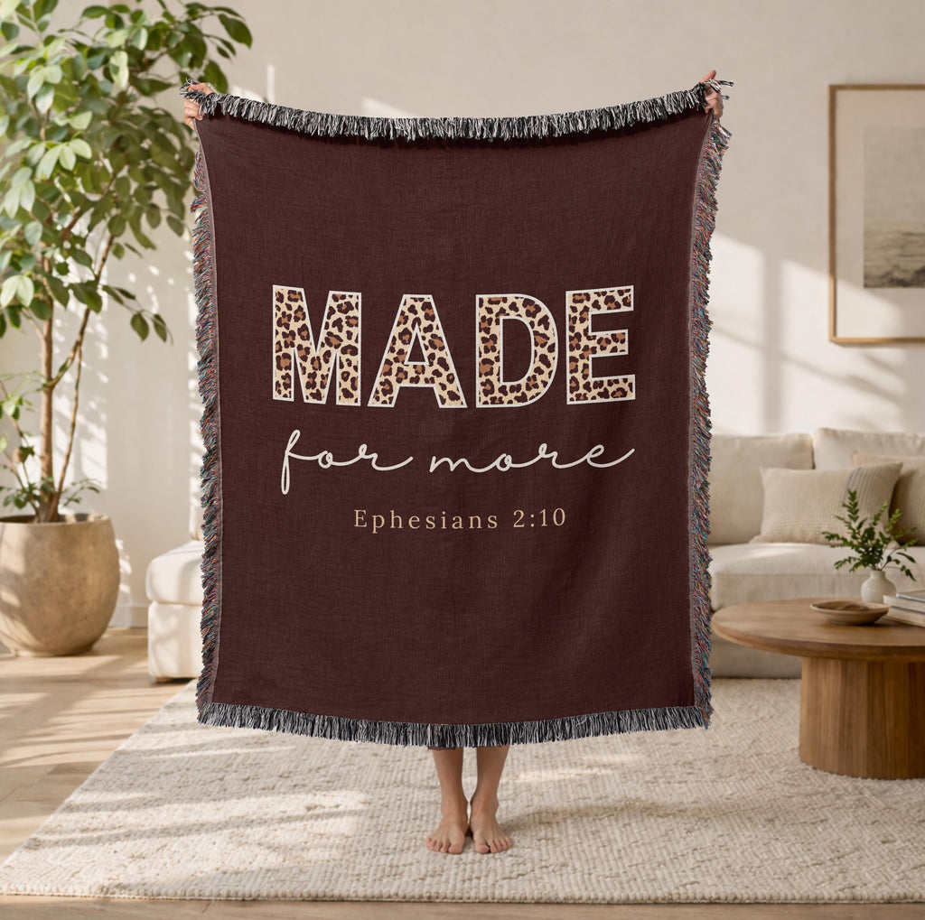 Christian Blanket Gift for Mom Faith Throw Made for More Ephesians 2:10 Inspirational Scripture Religious Woven Blanket Encouragement Gift