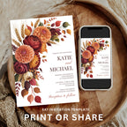 Terra Cotta Floral Wedding Invitation Suite