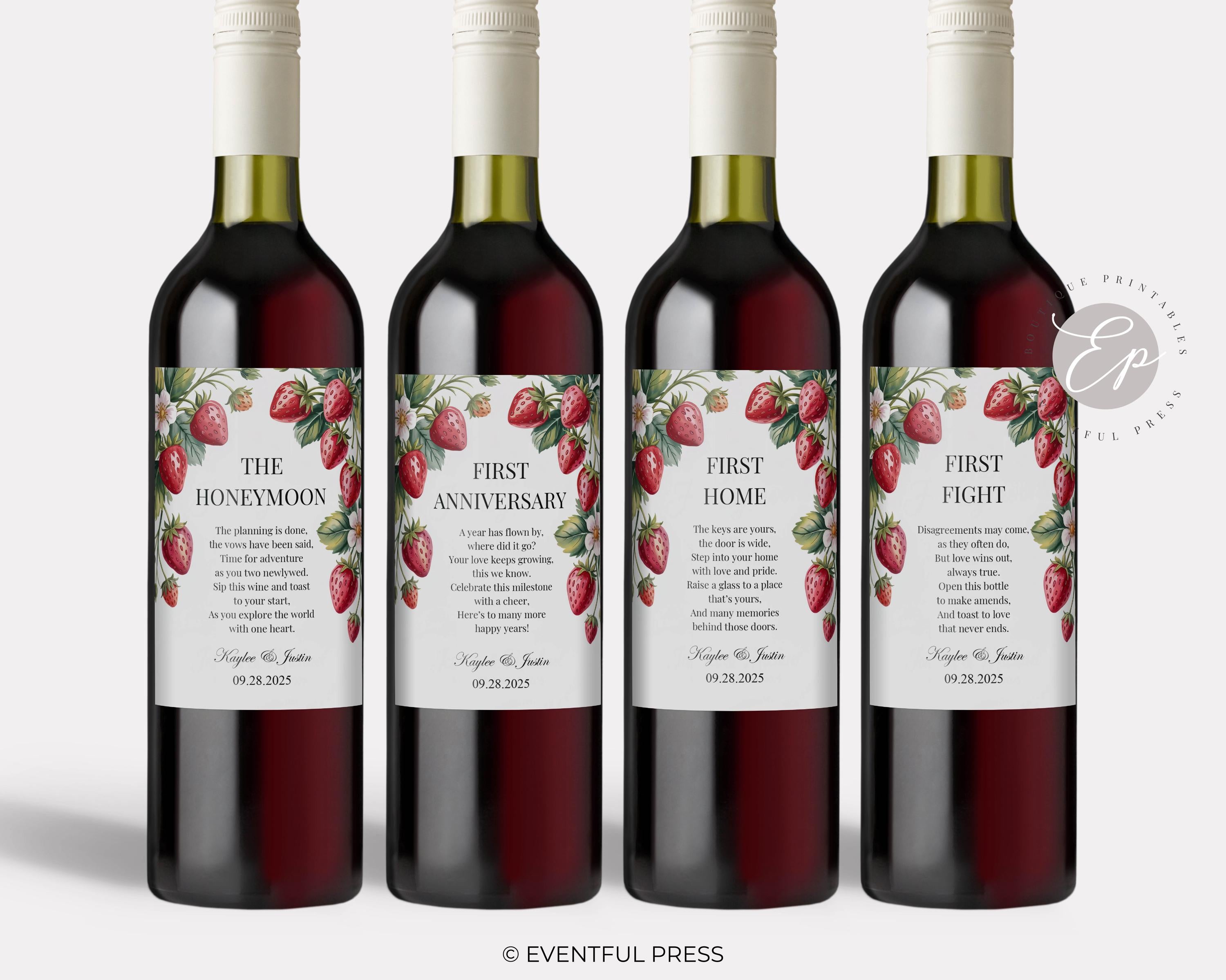 Marriage Milestone Wine Bottle Labels