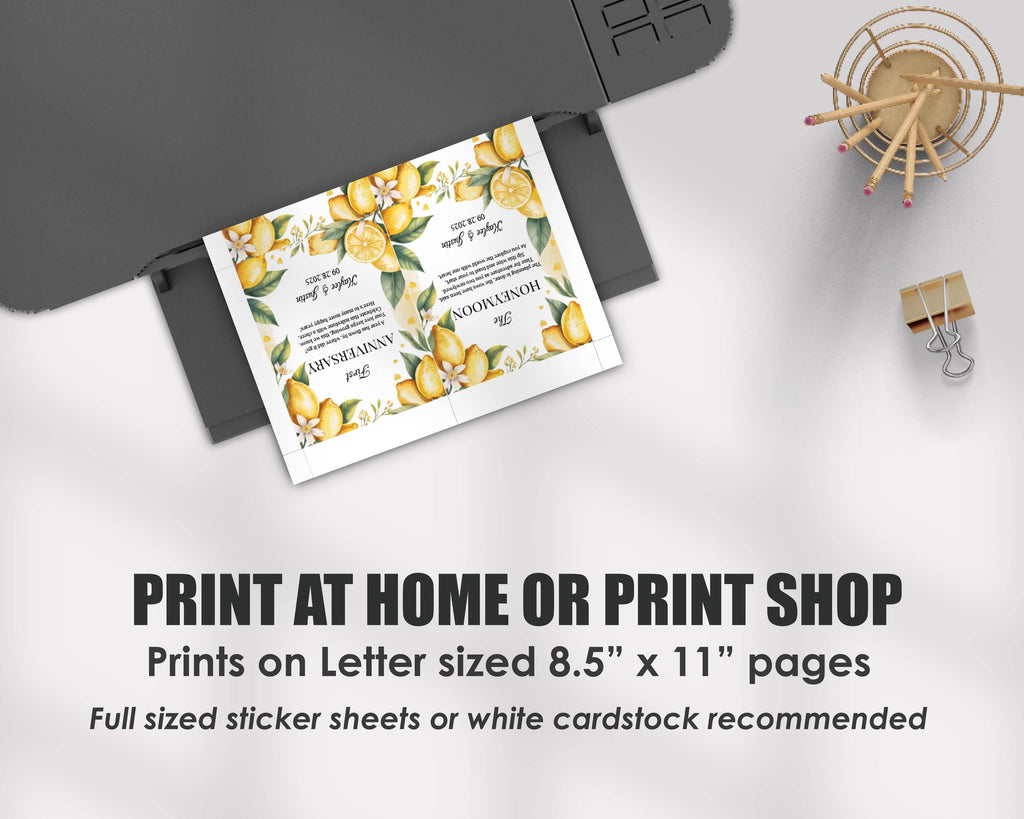 Lemon Wedding Wine Bottle Labels