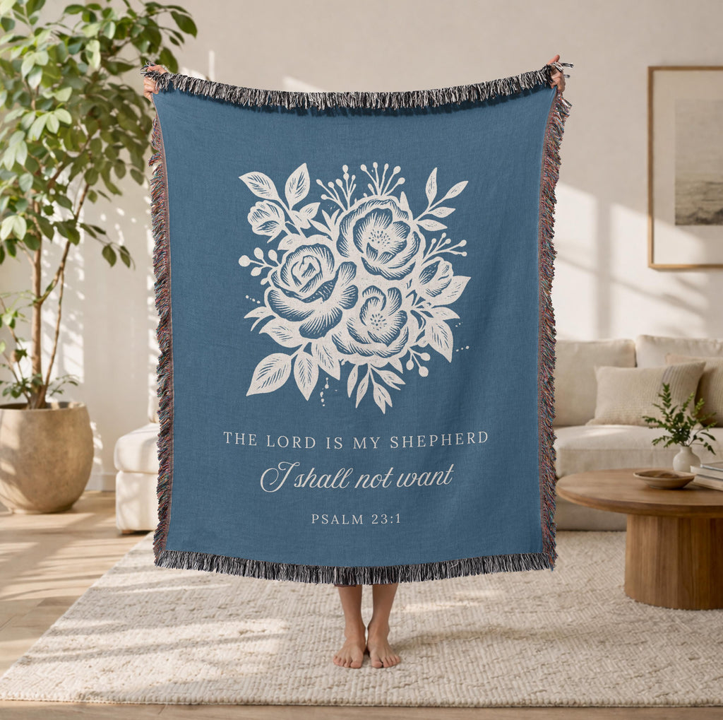 Christian Floral Blanket Psalm 23:1 The Lord Is My Shepherd Faith Gift for Women Mom Grandma Scripture Throw Comfort Encouragement Gift
