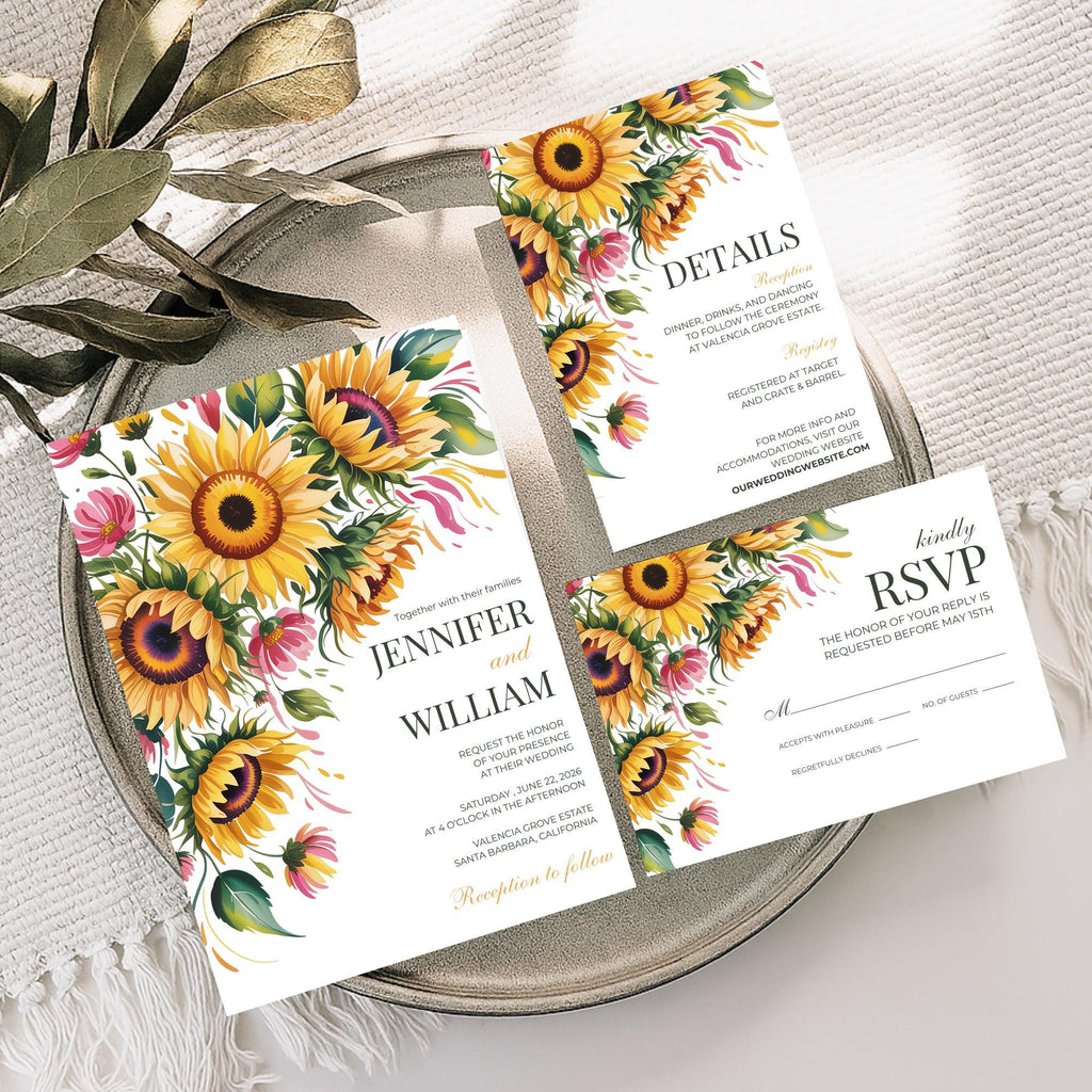 Sunflower Wedding Invitation Set