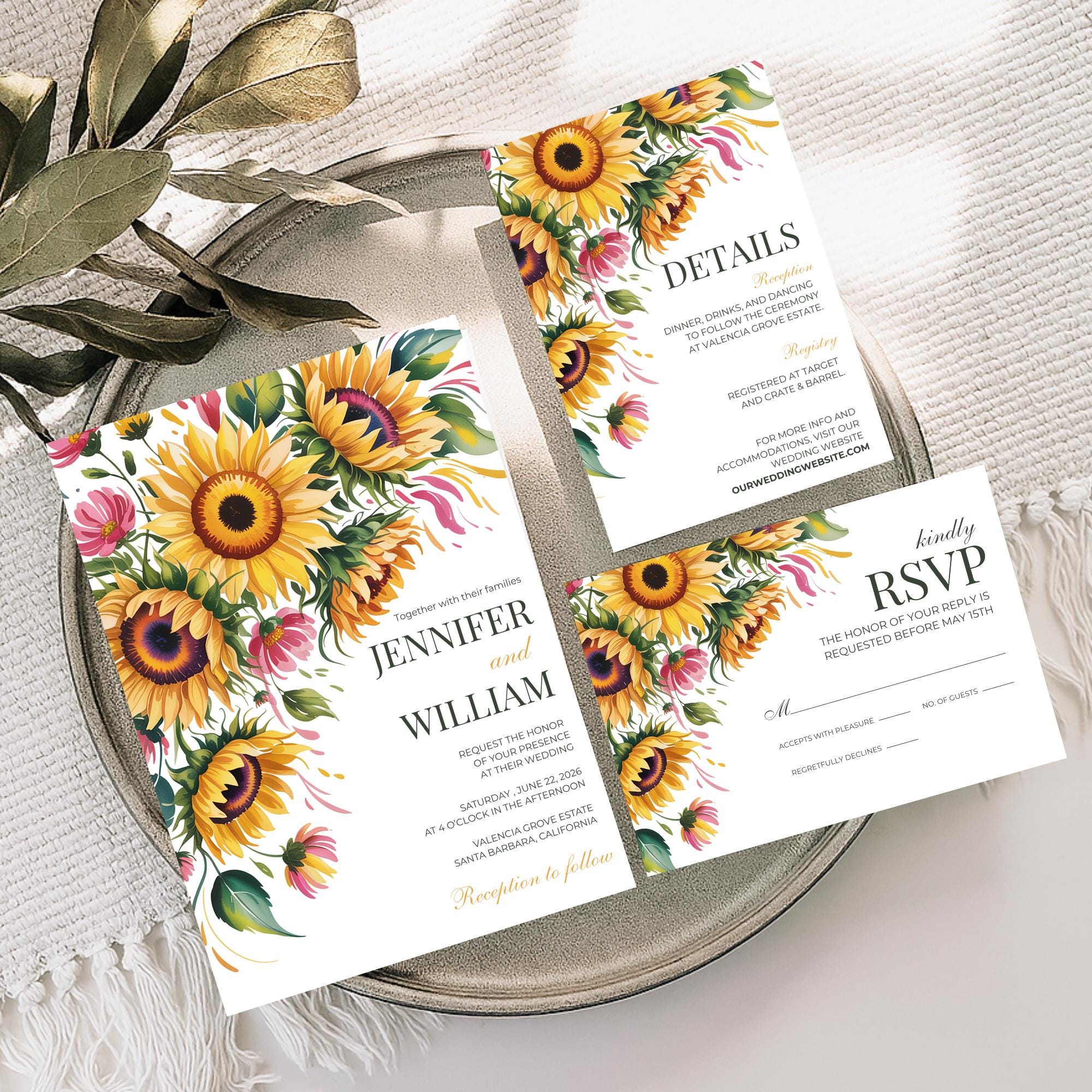 Sunflower Wedding Invitation Set