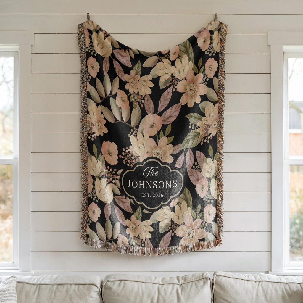 Personalized Floral Woven Blanket