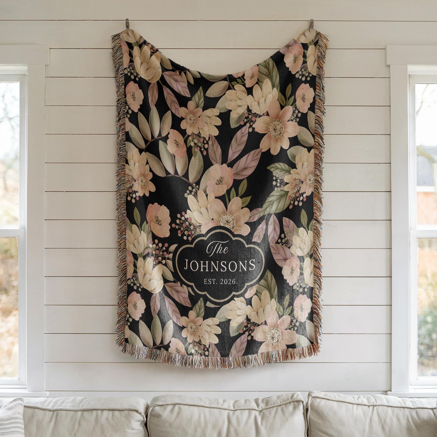 Personalized Floral Woven Blanket