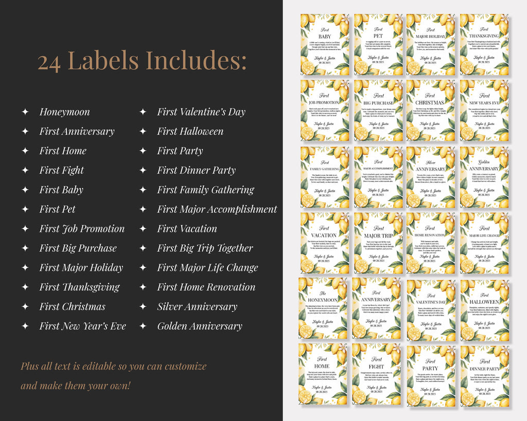 Lemon Wedding Wine Bottle Labels