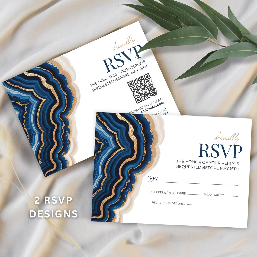 Blue Watercolor Wedding Invitation Template