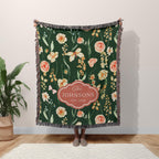 Personalized Moss Green Floral Blanket