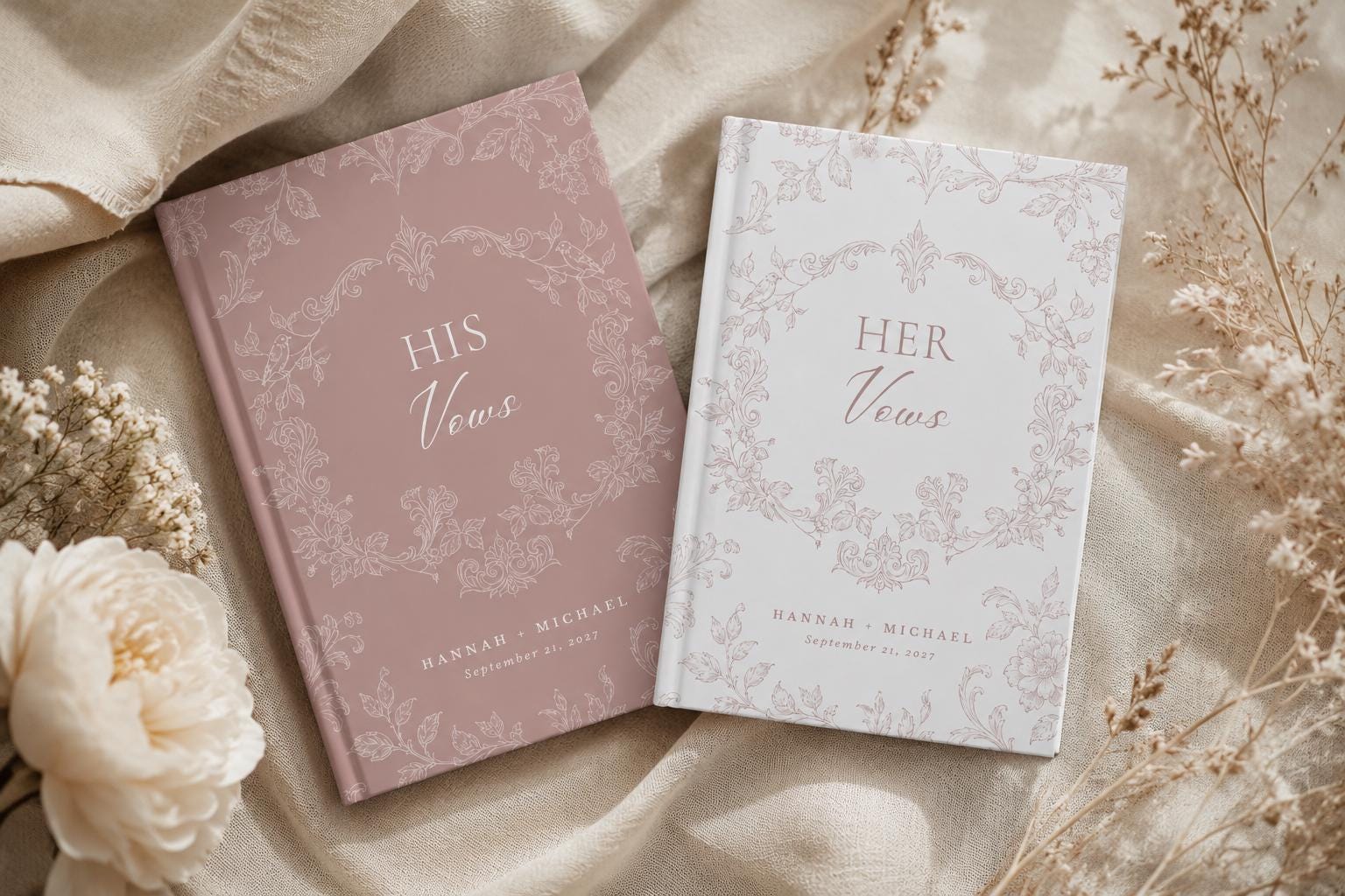 Personalized Toile Wedding Vow Book