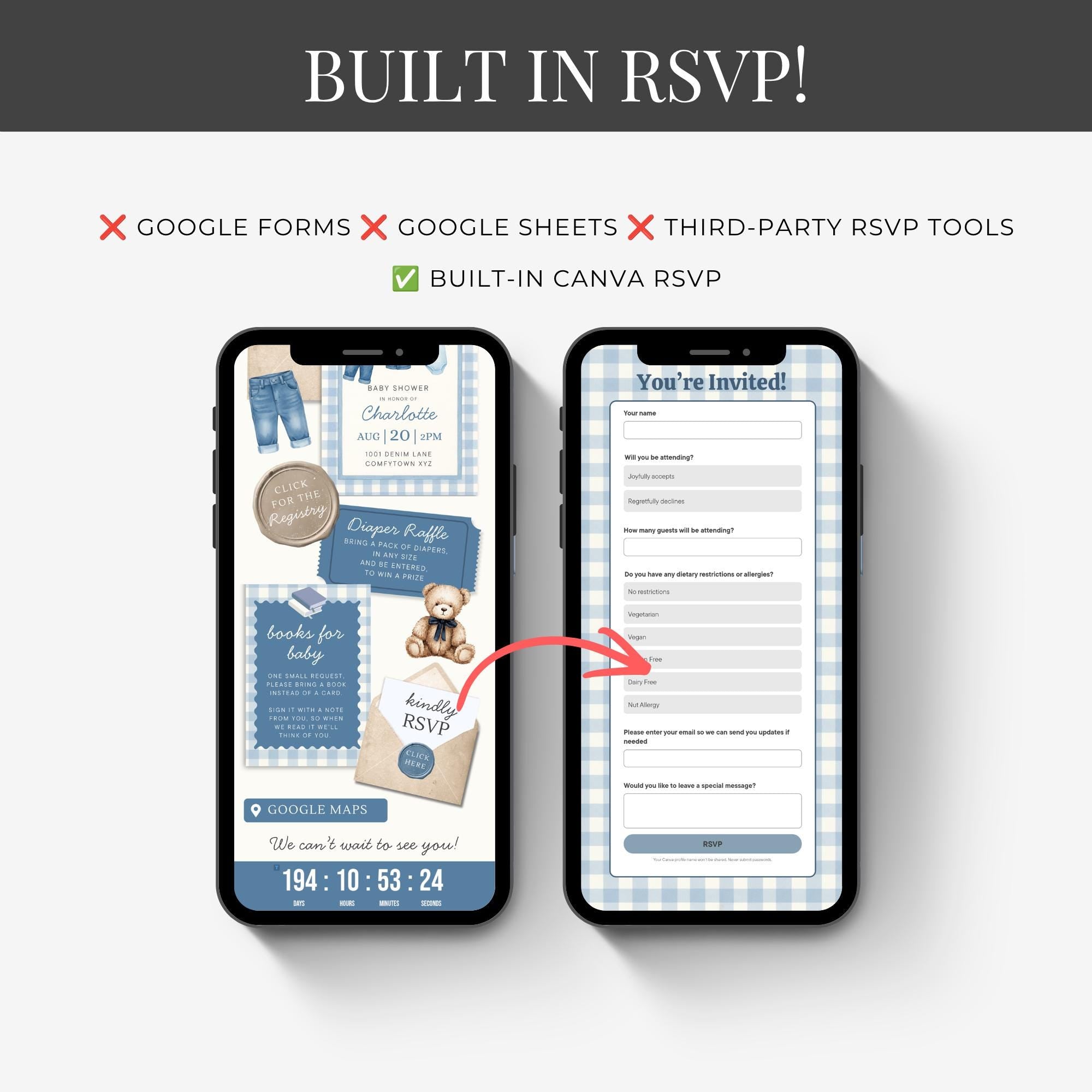 Blue Jean Baby Shower Website Invitation
