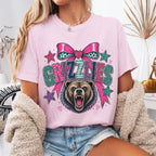 Coquette Faux Glitter Grizzlies Mascot Shirt